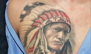tattoo-spb male color healed realistic tattoo breast native american chief